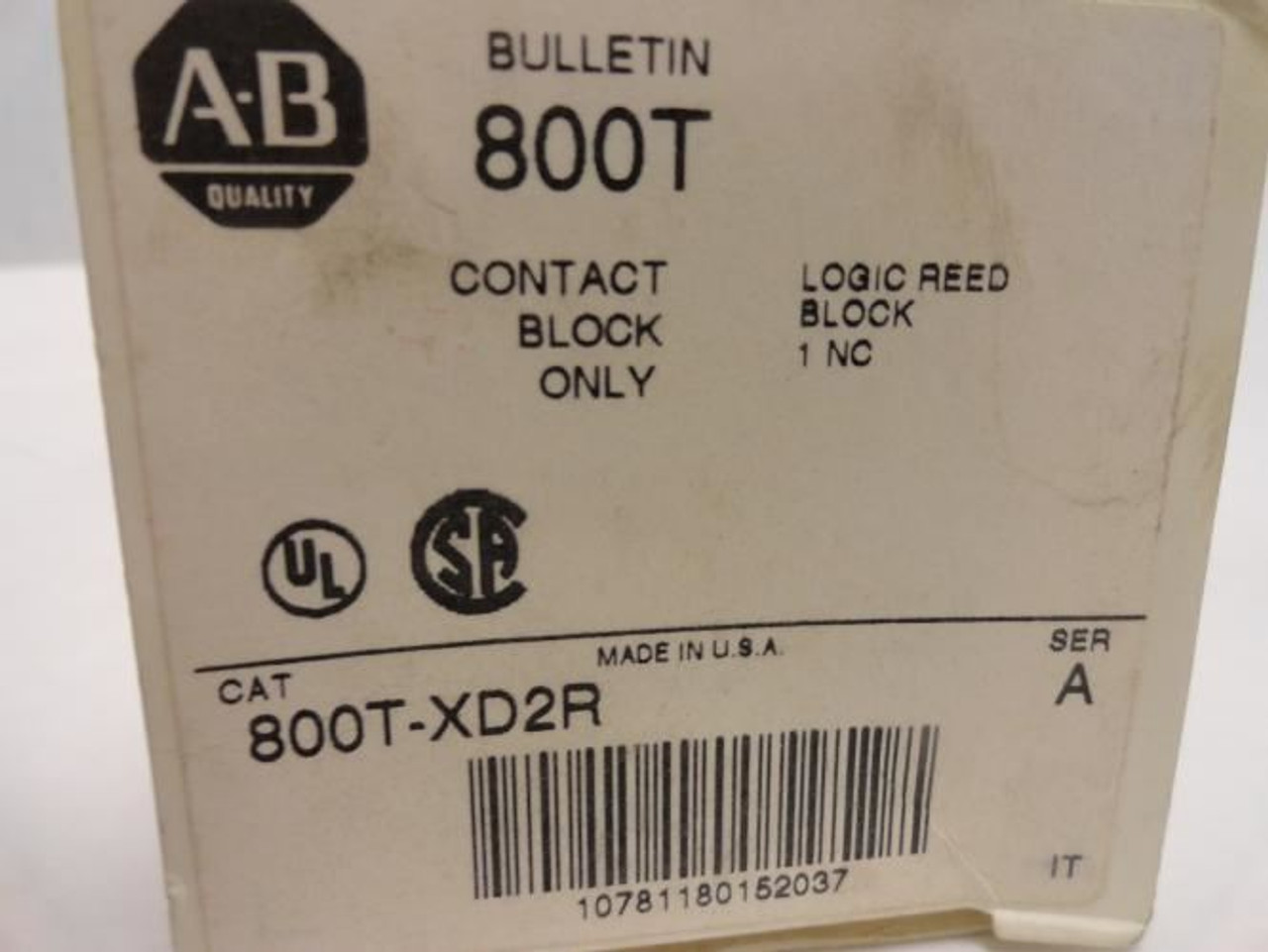 Allen-Bradley 800T-XD2R ; Contact Block 1NC