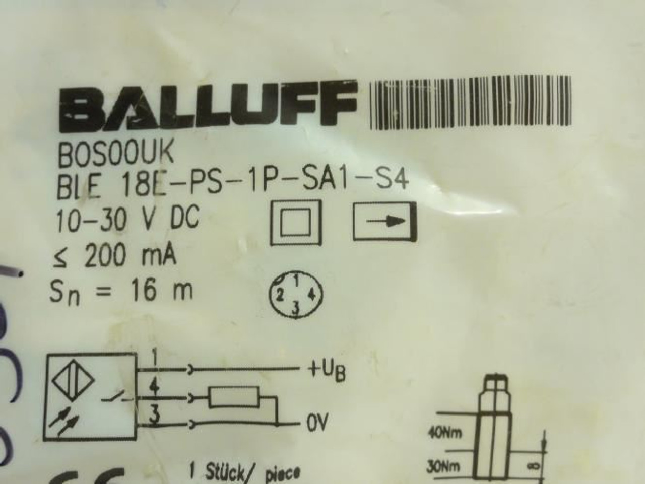 Balluff BOS00UK; Proximity Sensor; 10-30VDC; 200mA