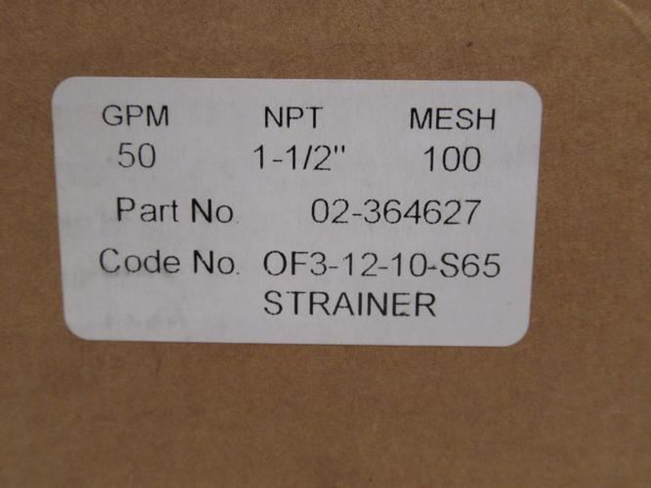 Vickers 02-364627; Strainer; SS Mesh 100; 1-1/2NPT; 50GPM