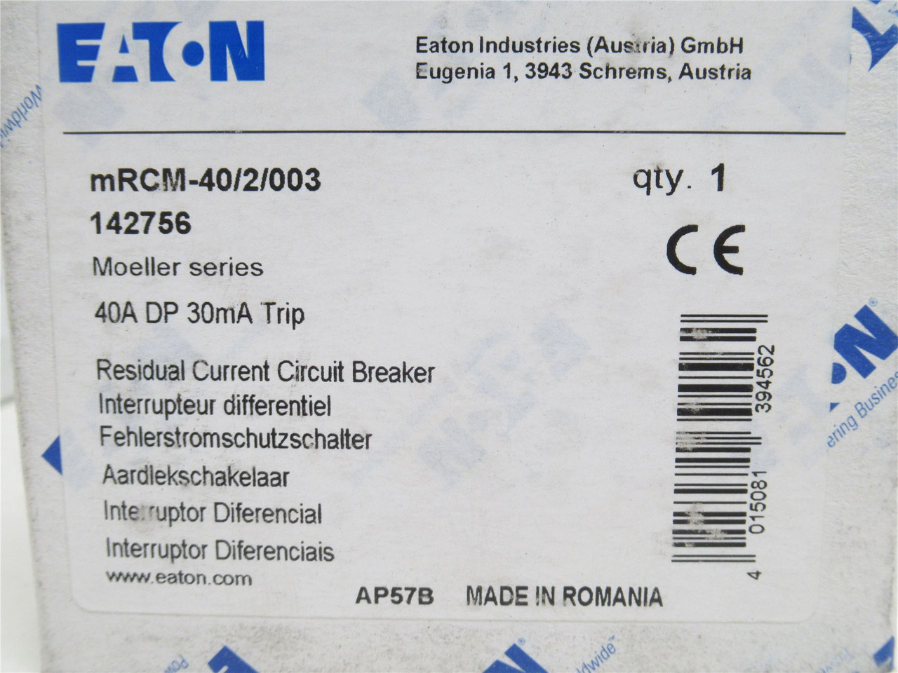 Eaton mRCM-40/2/003; Residual Current Circuit Breaker 40A; 2P