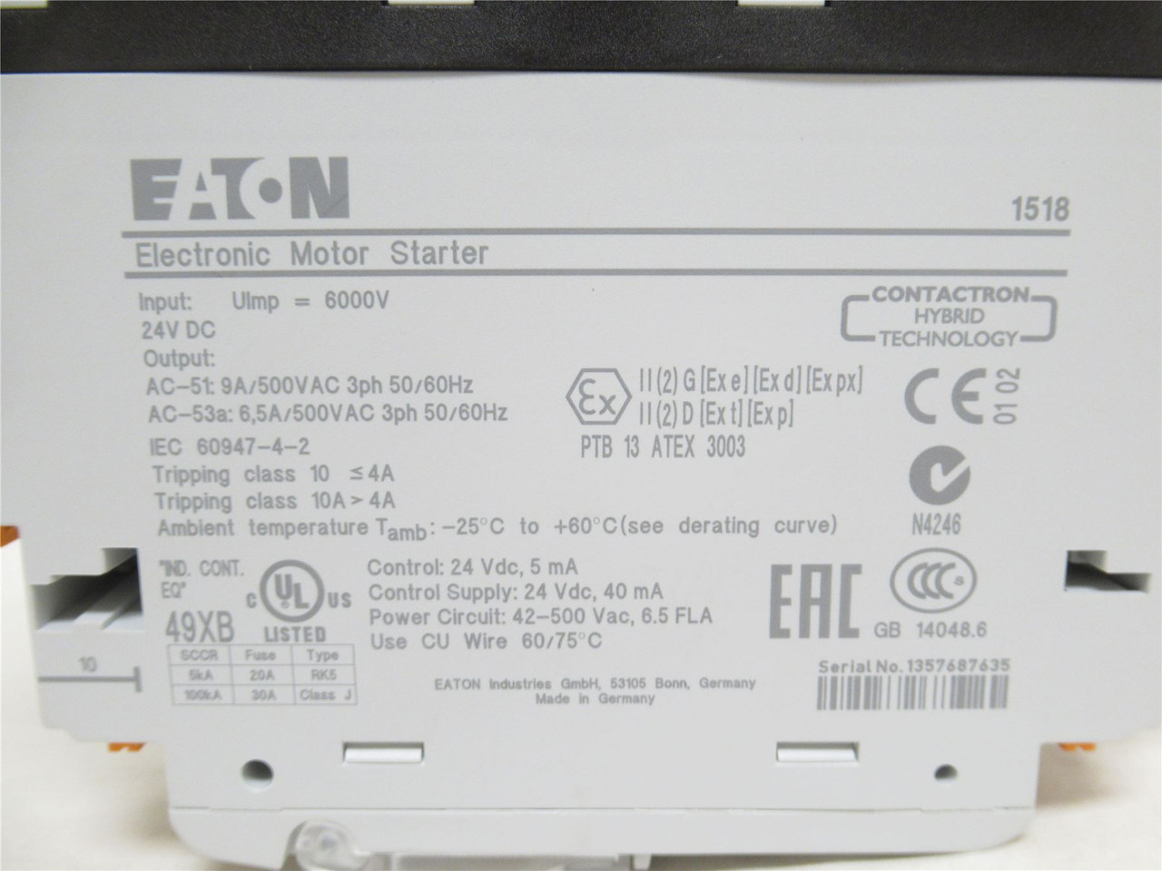 Eaton EMS-RO-T-9-24VDC; Reversing Starter 1.5-9A; 3; 600VAC