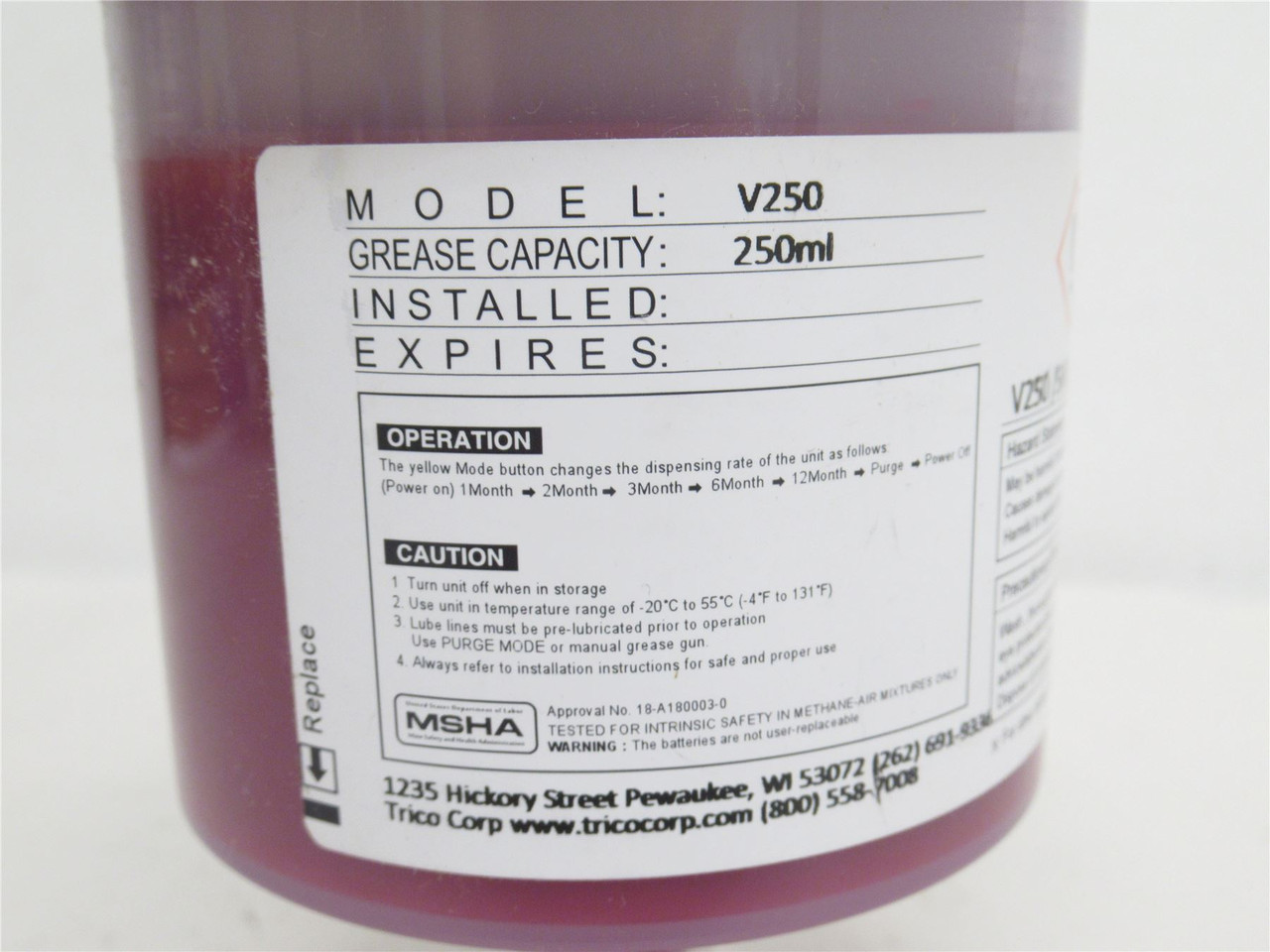 Trico 33342; V Dispenser: 250cc Mobil SHC 100; 3/8NPT