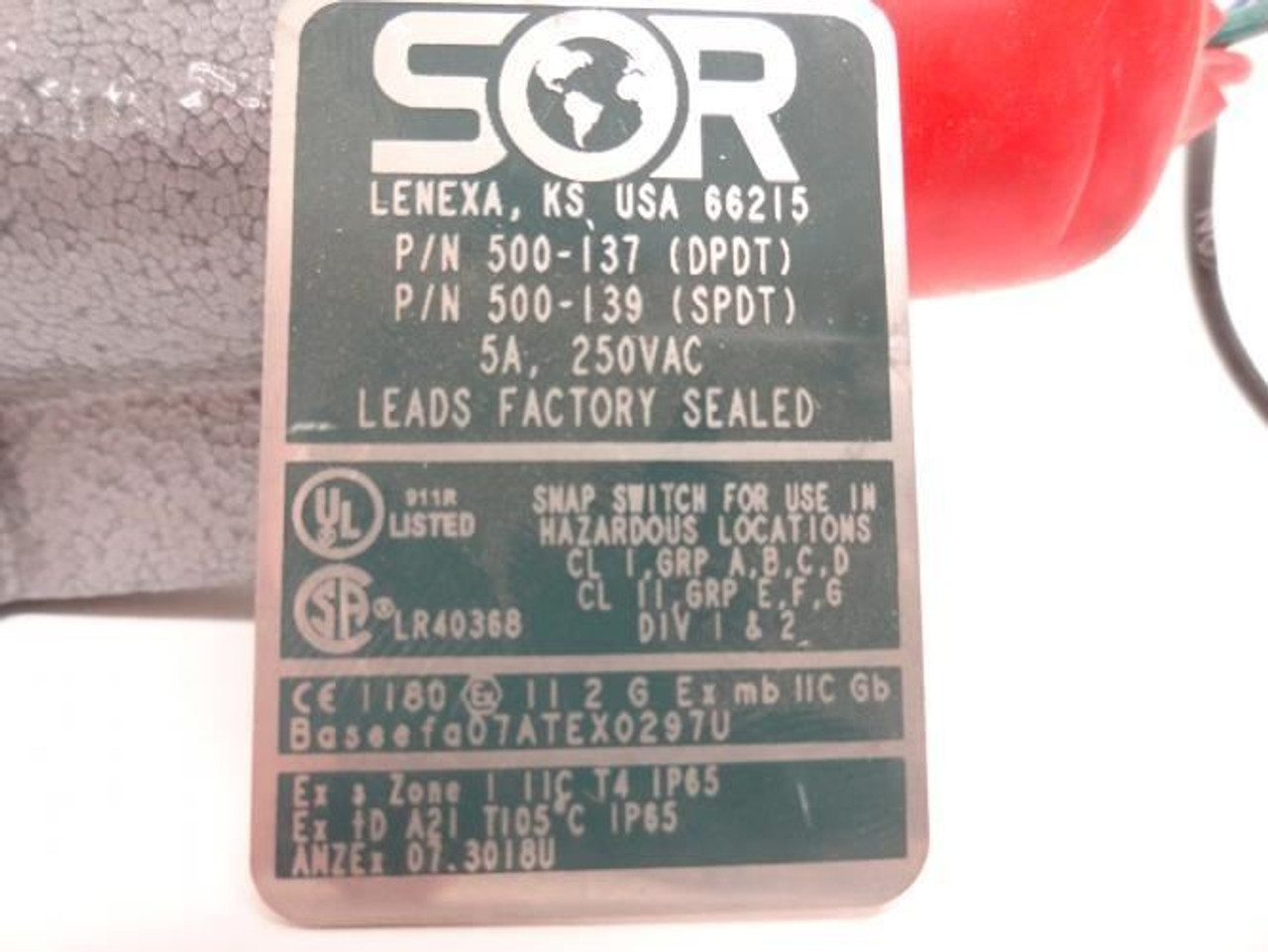 SOR 201AG-EF115-U9-071; SOR Temperature Snap Switch