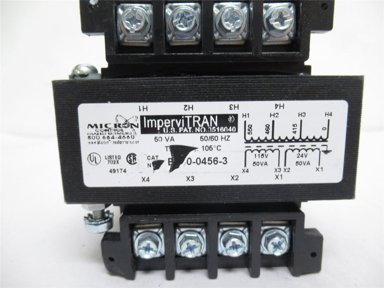 Micron B050-0456-3; Transformer; 50vA; 120-460VAC