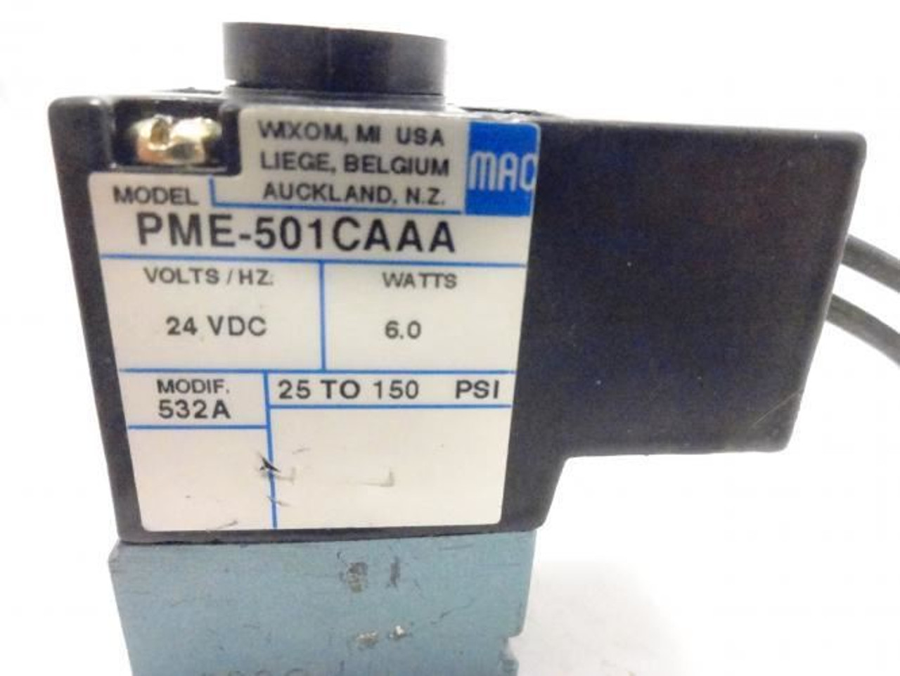 MAC 130B-110AAAA; Solenoid Valve; 24VDC 6.0 Watts