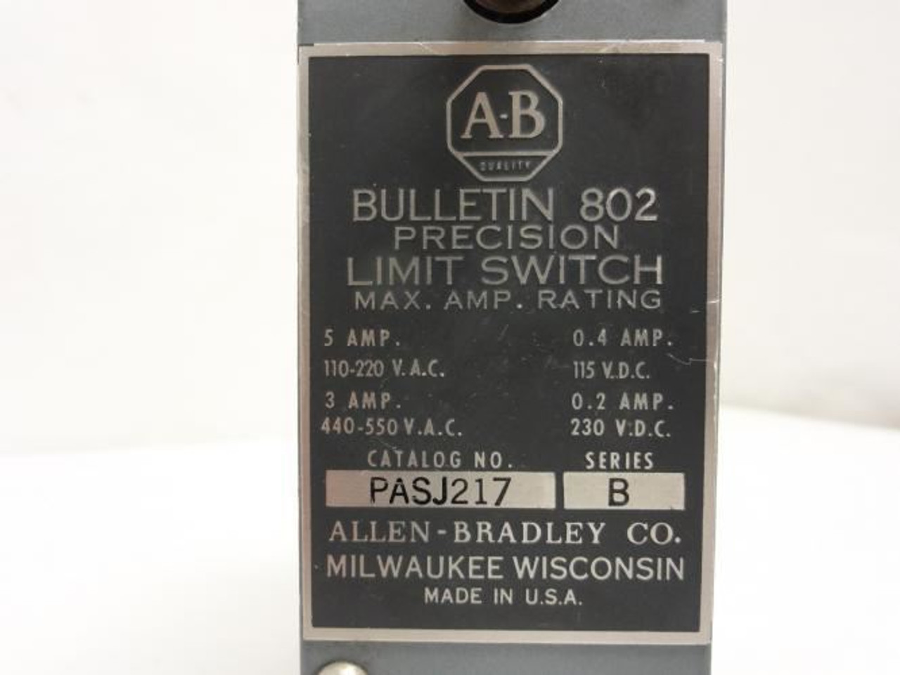 Allen-Bradley PASJ217; Precision Limit Switch 5A @ 110/120VAC