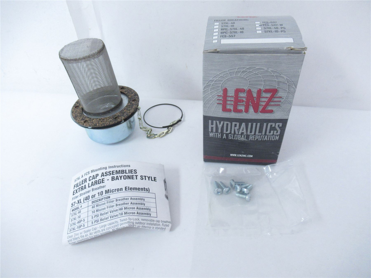 Lenz FCS-537-W; Hydraulic Filler Cap Assembly 10 Micron