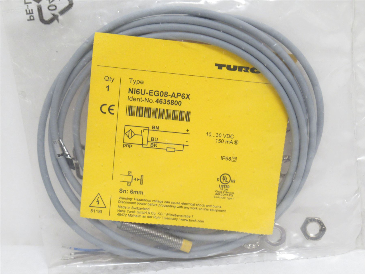 Turck NI6U-EG08-AP6X; Inductive Sensor 4635800; 10-30VDC