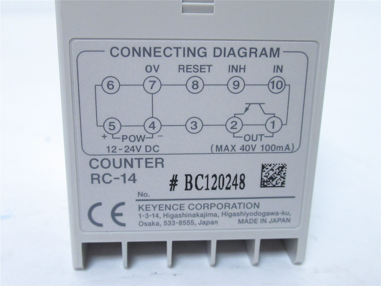 KEYENCE RC-14; Electric Preset Counter; 12-24VDC; 100mA