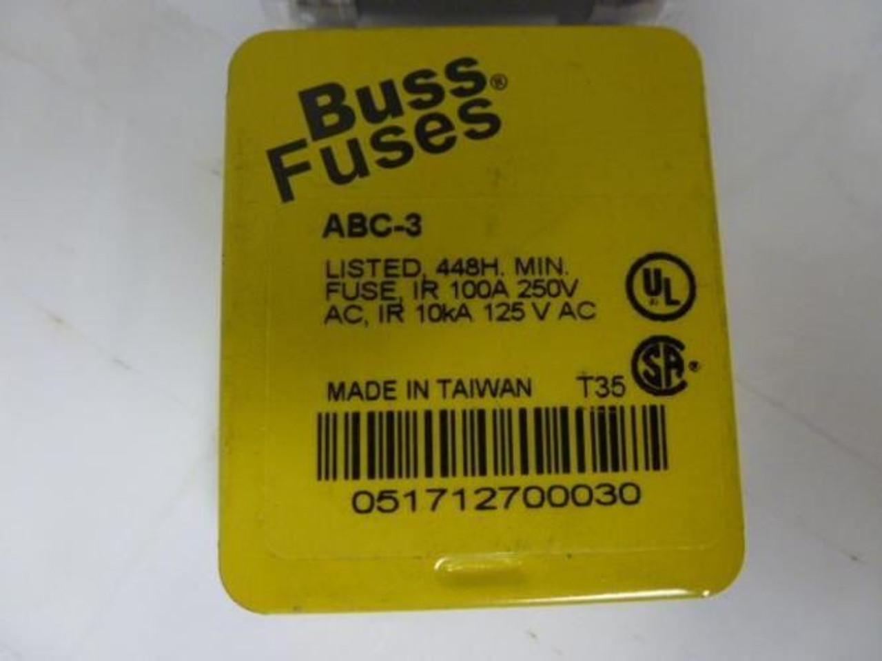 Bussmann ABC-3; Fuse 125/250V; 3 Amp Pkg 5