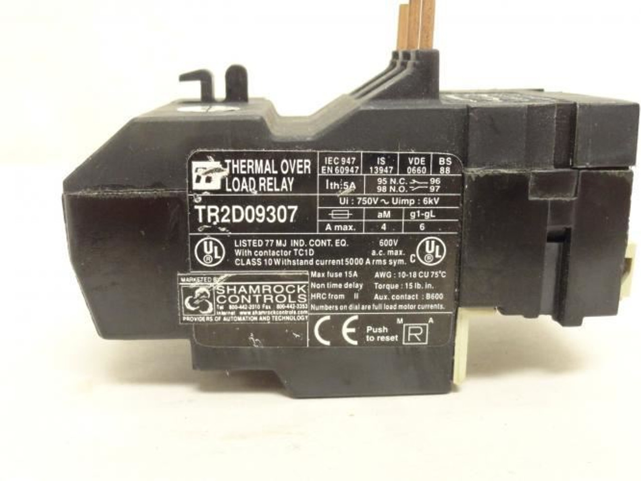 Shamrock TR2 D09-307; Overload Relay; 1.6 - 2.5 Amps; 600VAC