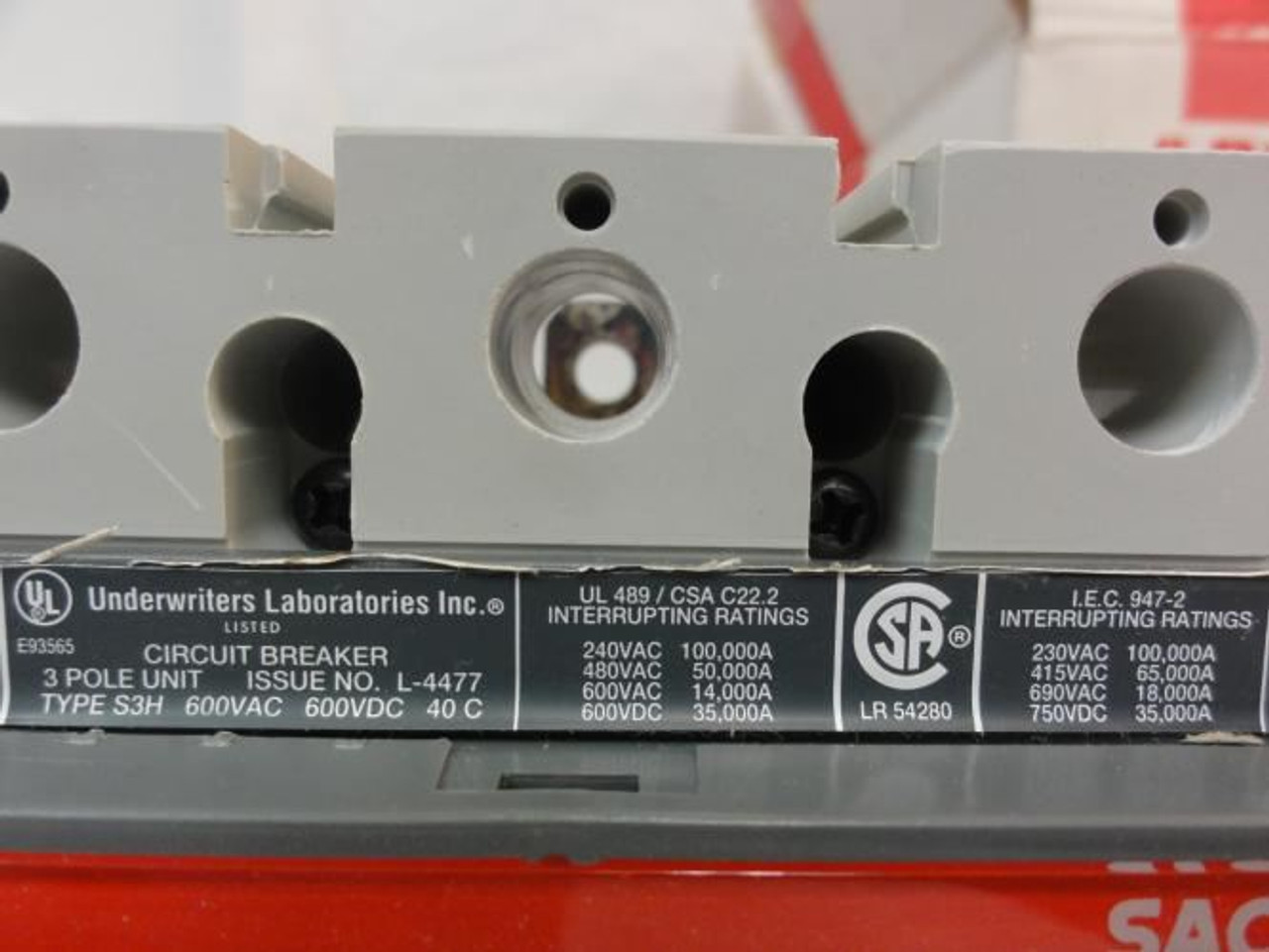ABB S3H050TW; Circuit Breaker; 50A; 3P; 600VAC/DC
