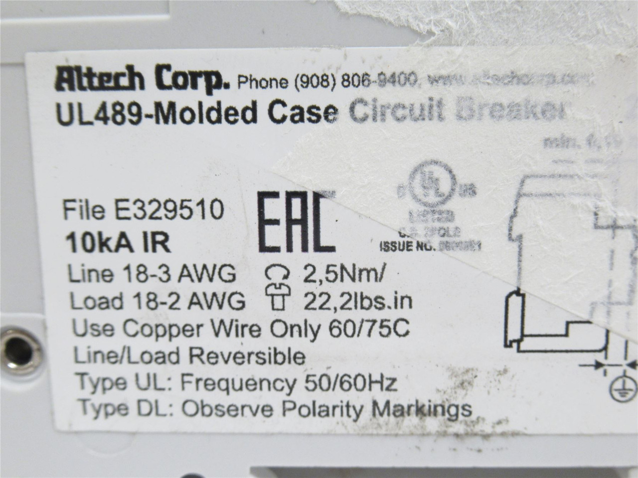 Altech 2D10UL; Circuit Breaker; 10A; 2P; 277/480VAC