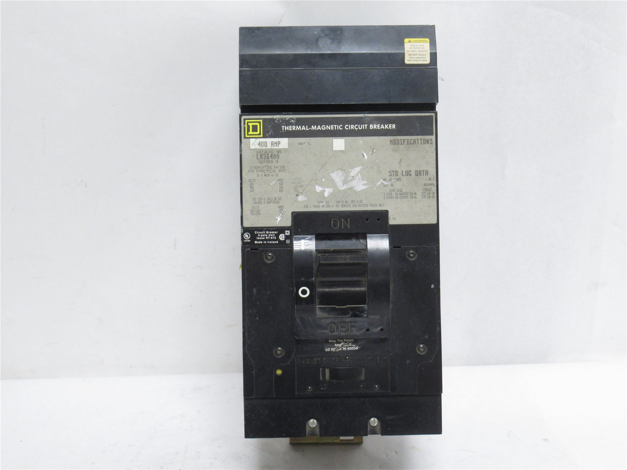 Square D LA36400; Circuit Breaker; 400A; 3P; 600VAC; Frame: LA