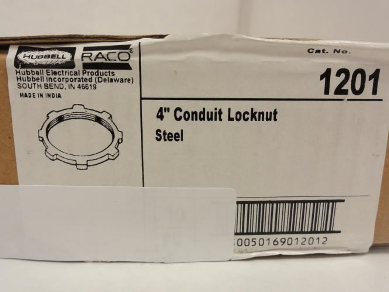 Hubbell-Raco 1201; Conduit Locknut; Size: 4"; Steel; Zinc Plate
