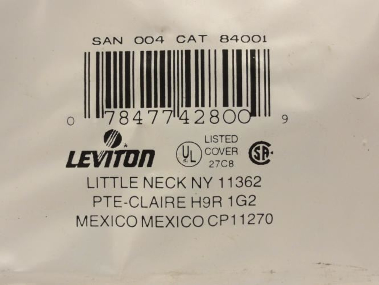 Leviton 84001; Toggle Device Switch Wallplate; SS-430; 1-Gang