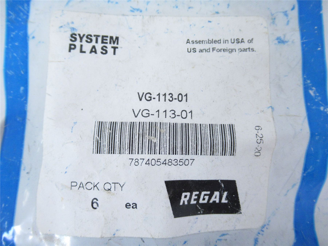 System Plast VG-113-01; Bag-6 Compression Clip 1.25" L