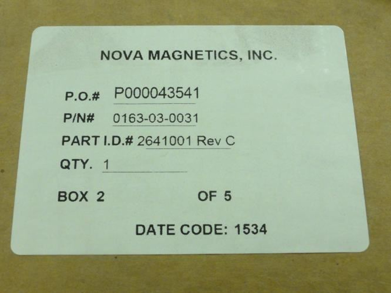Nova 0163-03-0031; Control Transformer 2500VA