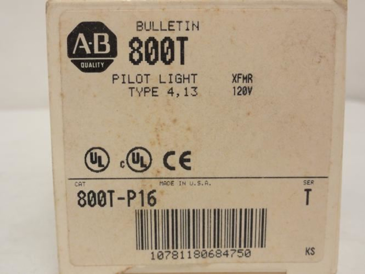 Allen-Bradley 800T-P16; Pilot Light; NO LENS; 120VAC