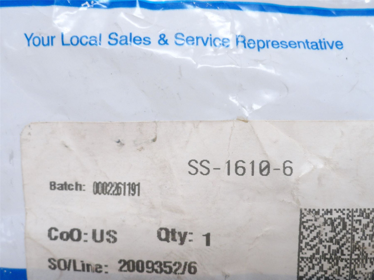 Swagelok SS-1610-6; Union Fitting; SS-316; 1" Tube x 1" Tube