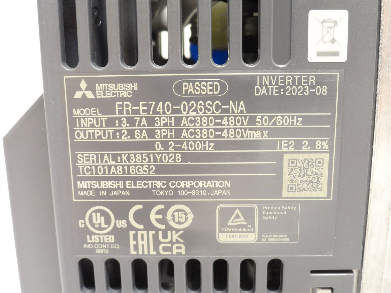 Mitsubishi FR-E740-026SC-NA; AC Drive; 1HP; 380-480VAC In