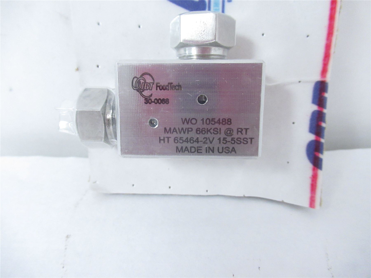 JBT FoodTech WO 105488; High Pressure Valve MAWP 66KSI