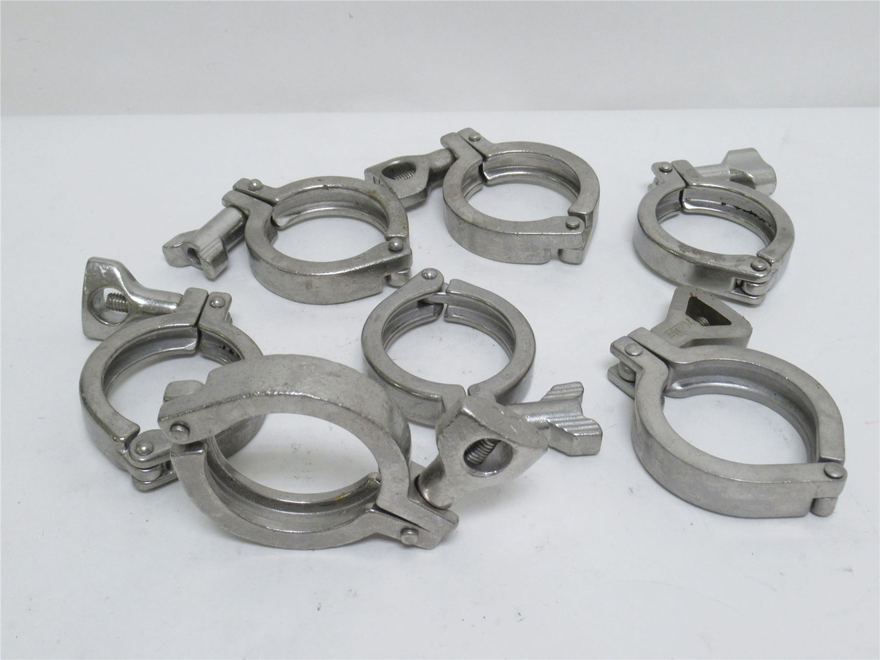 MFG- 13MHHM200; Lot-7 Single Pin Heavy Duty Clamp 2"; SS; Mixed MFG MFG- 13MHHM200; Lot-7 Single Pin Heavy Duty Clamp 2"; SS; Mixed MFG