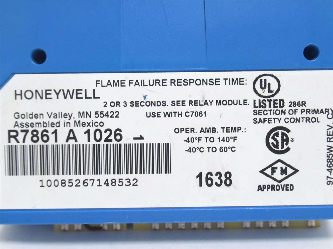 Honeywell R7861-A-1026; Flame Amplifier 2 Or 3 Seconds Honeywell R7861-A-1026; Flame Amplifier 2 Or 3 Seconds