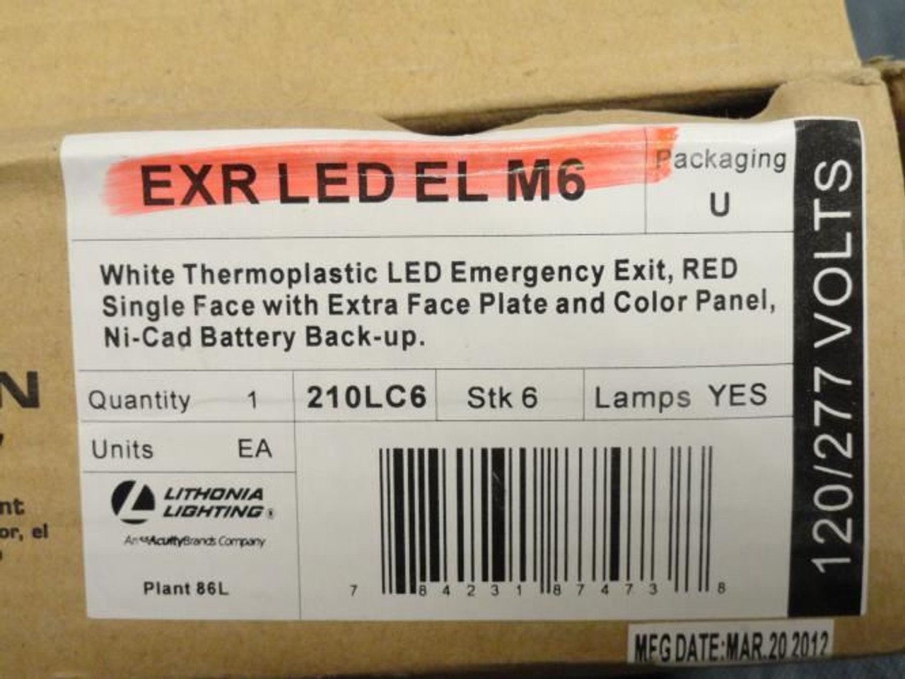 Lithonia EXR LED EL M6; Red LED EXIT light Lithonia EXR LED EL M6; Red LED EXIT light