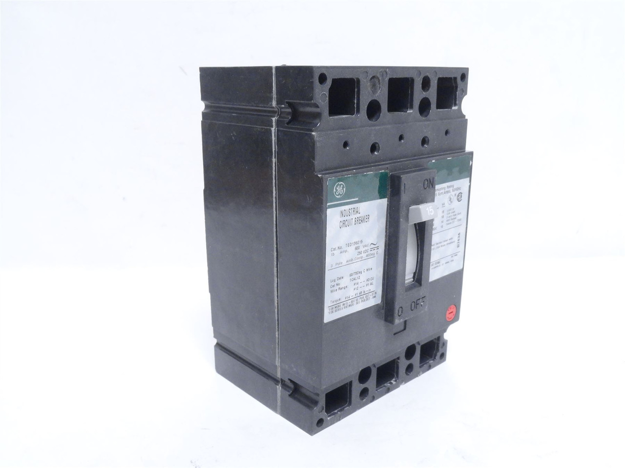 GE TED136015; Circuit Breaker; 15A; 3P; 600VAC/250VDC