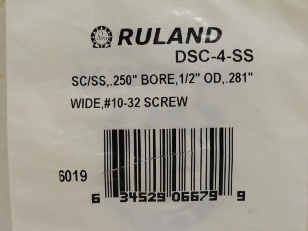 Ruland DSC-4-SS; Shaft Collar; SS; 1/4"ID; 1/2" OD; One Piece
