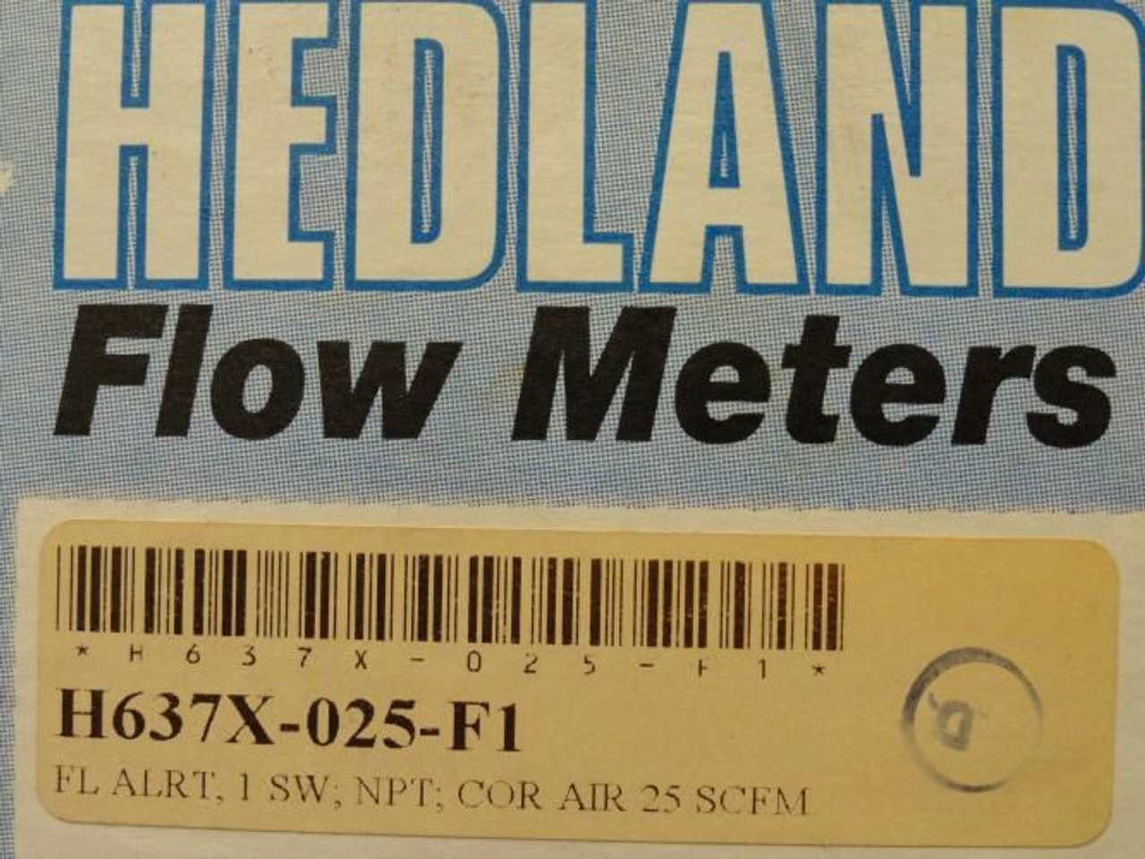 Badger H637X-025-F1; Hedland Flow Switch 1/2NPT 3-25 SCFM Badger H637X-025-F1; Hedland Flow Switch 1/2NPT 3-25 SCFM