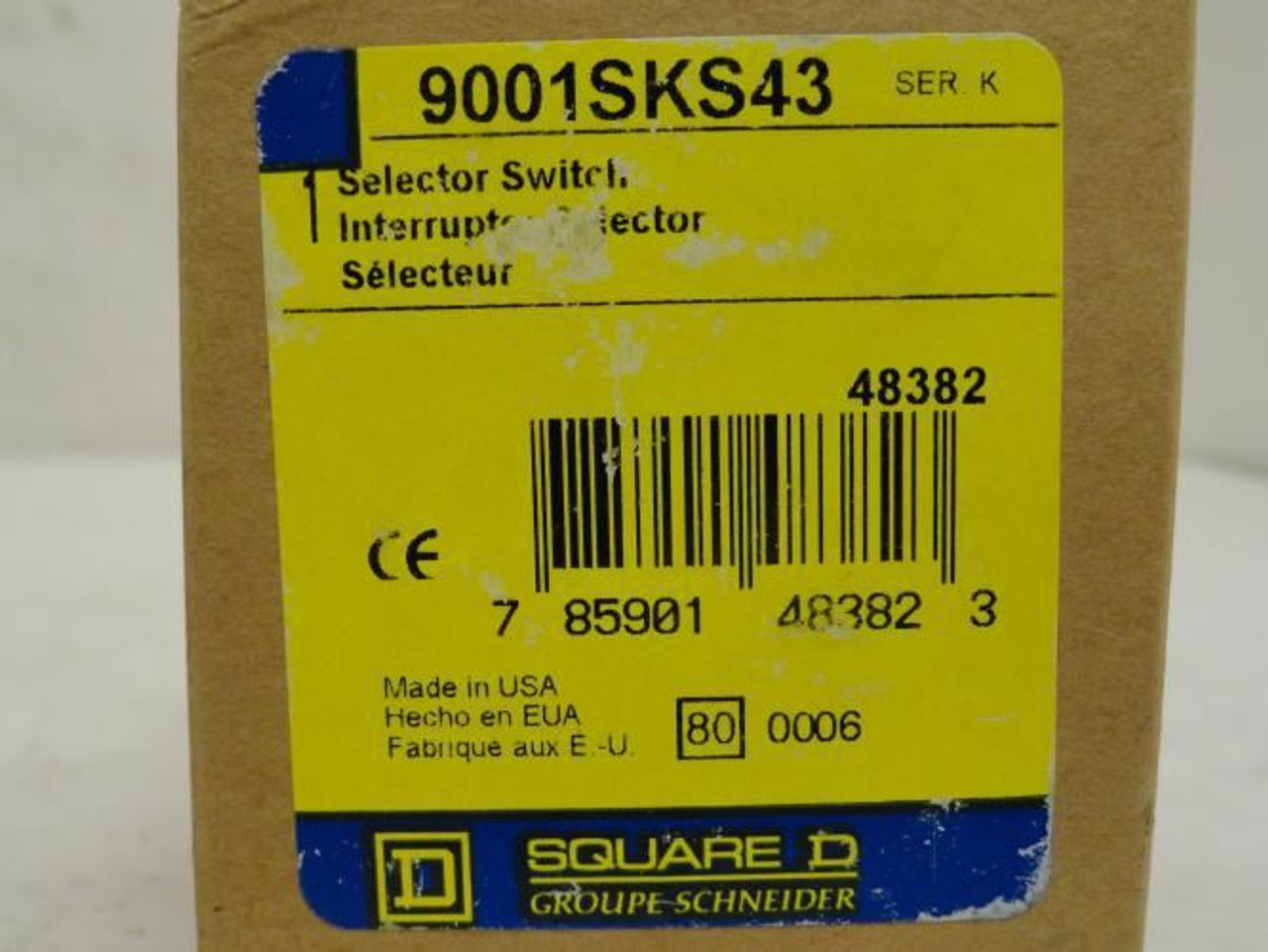 Square D 9001SKS43; Selector Switch Head; 3-Pos; Non-Illum