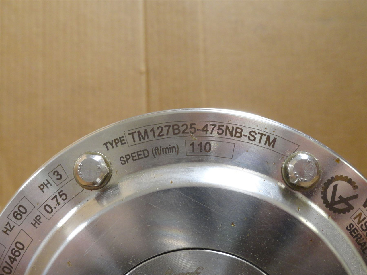 VanderGraaf TM127B25-475NB-STM; Drum Motor 11"BeltWidth 110FPM