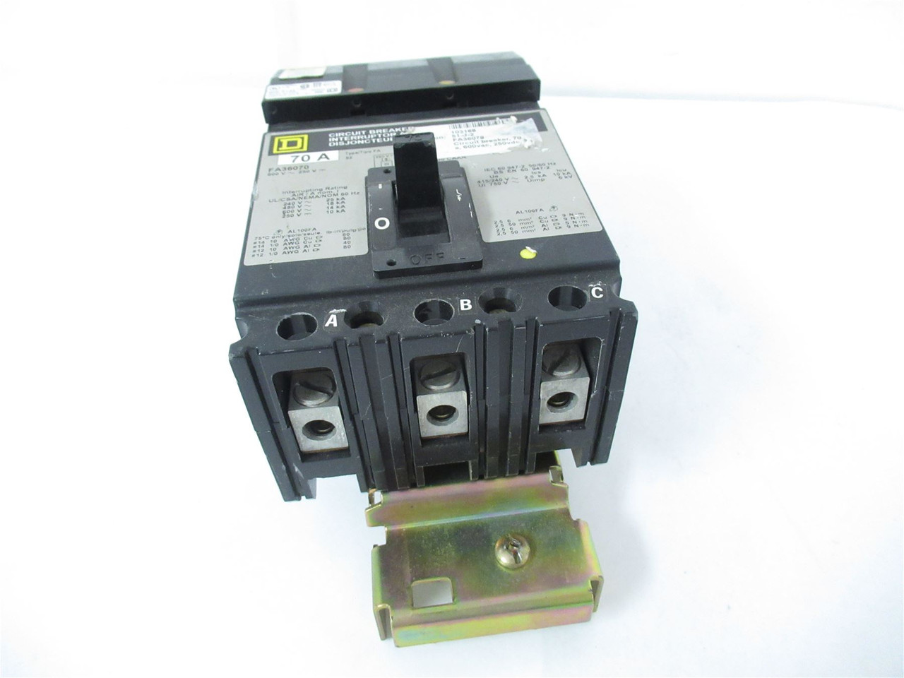 Square D FA36070; Breaker Frame TypeF 70A 480V Poles 3