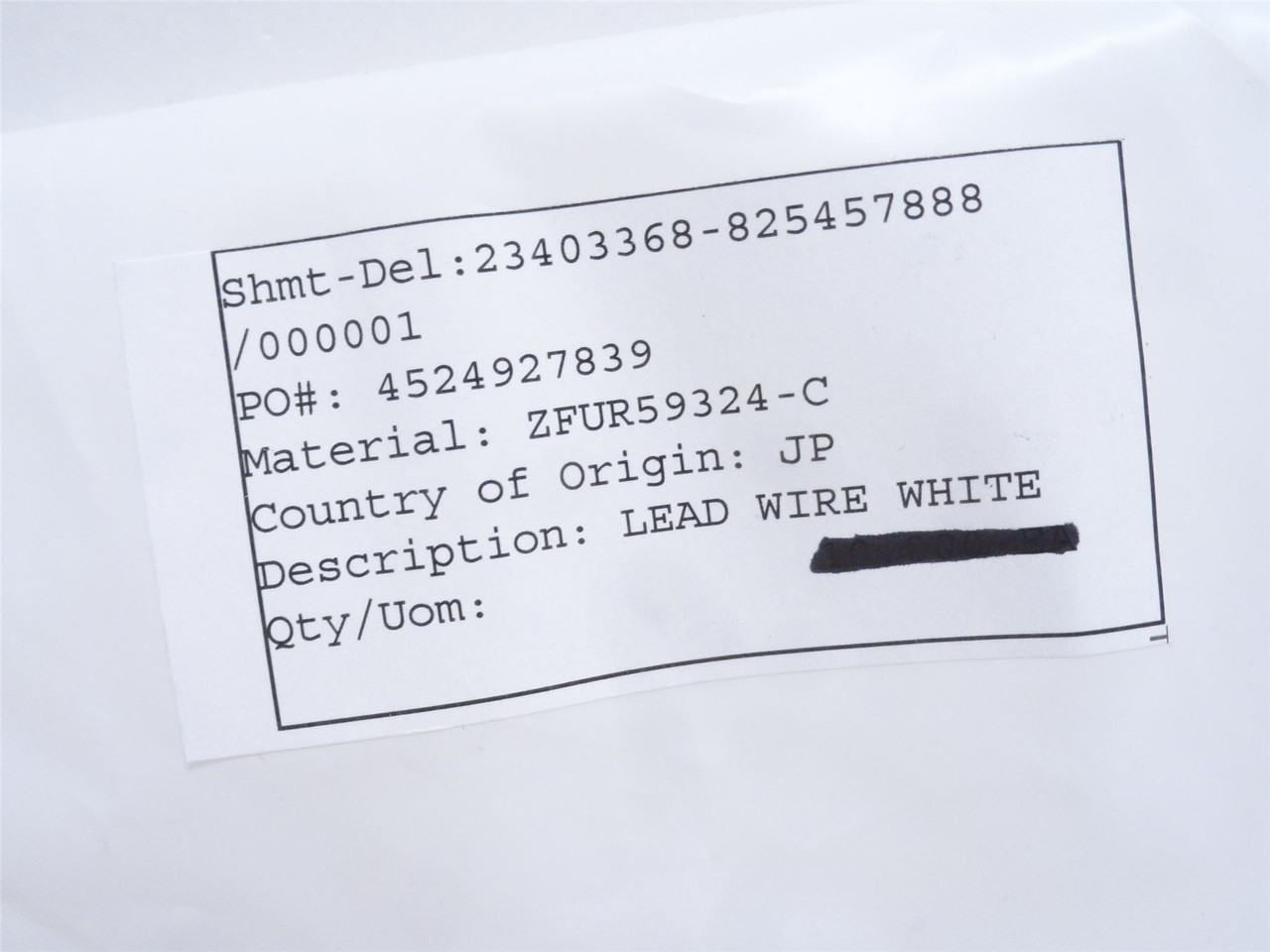 Cryovac FUR59324C; White Wire Lead; 7-1/4" Long