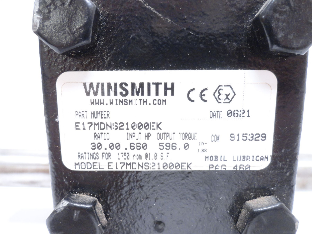 Winsmith E17MDNS21000EK; Gearbox; 30:1 Ratio; RA; 0.66HP Winsmith E17MDNS21000EK; Gearbox; 30:1 Ratio; RA; 0.66HP