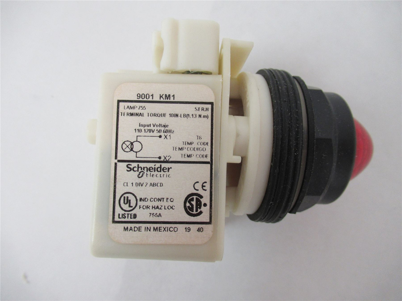 Schneider 9001SKP1R9; Pilot Light 30mm 120VAC Red