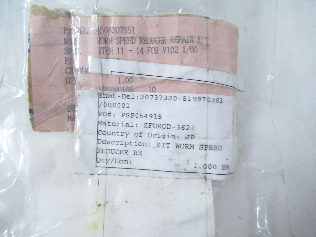Cryovac ZFUROD-3621; Worm Speed Reducer Repair Kit #0D3621 Cryovac ZFUROD-3621; Worm Speed Reducer Repair Kit #0D3621
