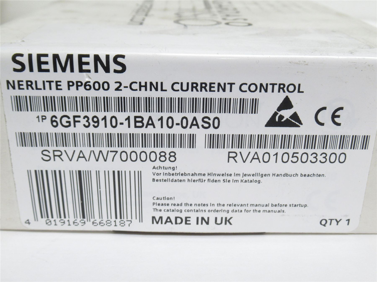Siemens 6GF3910-1BA10-0AS0; LED Lighting Controller Siemens 6GF3910-1BA10-0AS0; LED Lighting Controller