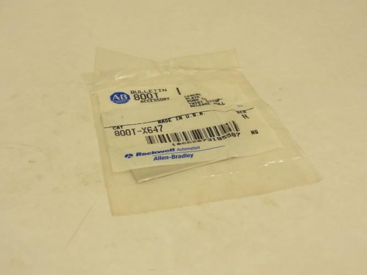 Allen-Bradley 800T-X647; Legend Plate; Alum; Gold; Size: 30.5mm