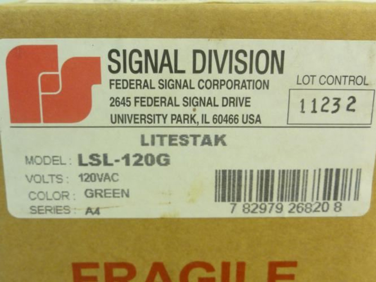 Federal Signal LSL-120G; Litestak; Green; Series A4; 120VAC Federal Signal LSL-120G; Litestak; Green; Series A4; 120VAC
