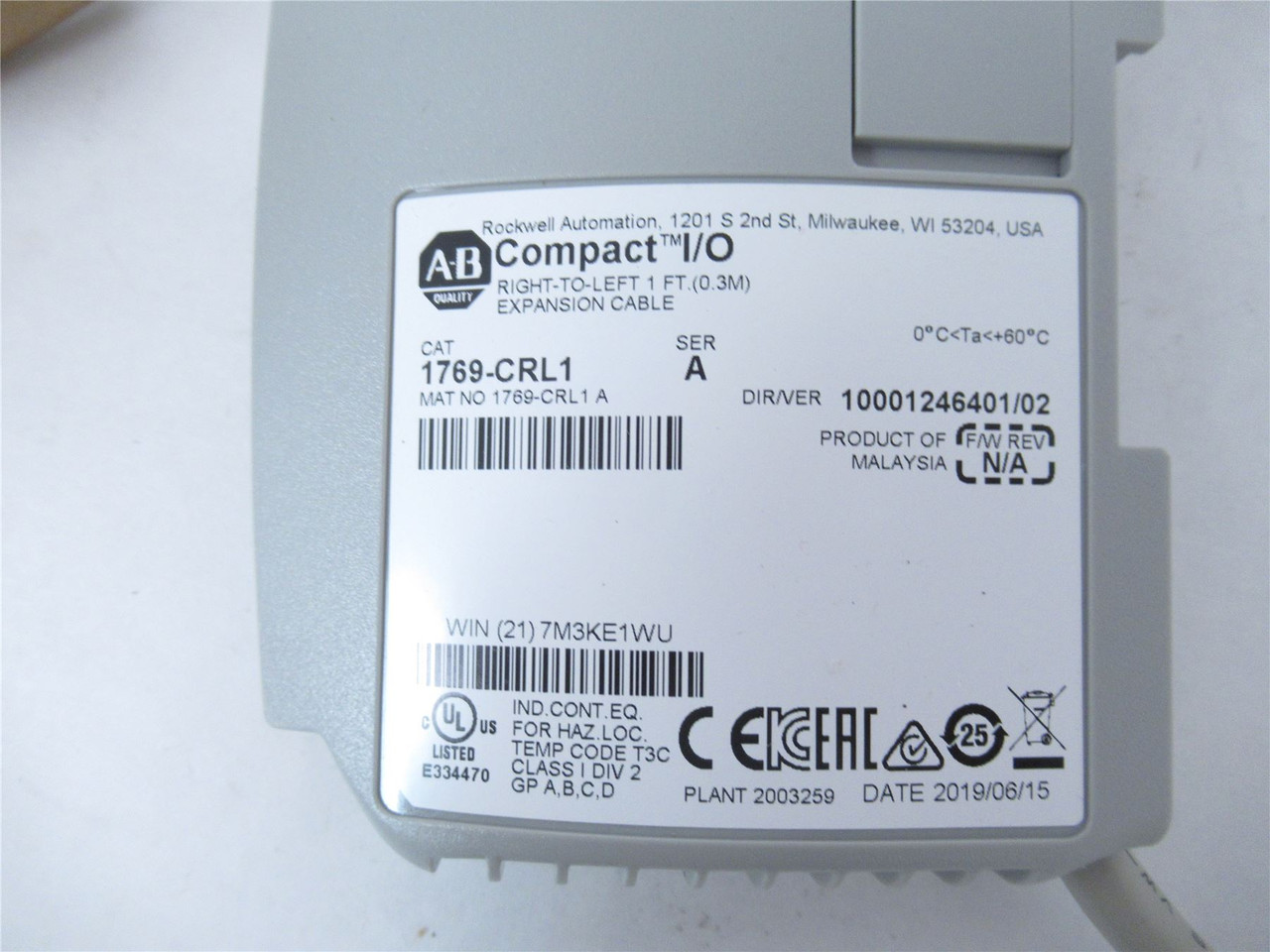 Allen-Bradley 1769-CRL; Expansion Cable Right to Left 1'