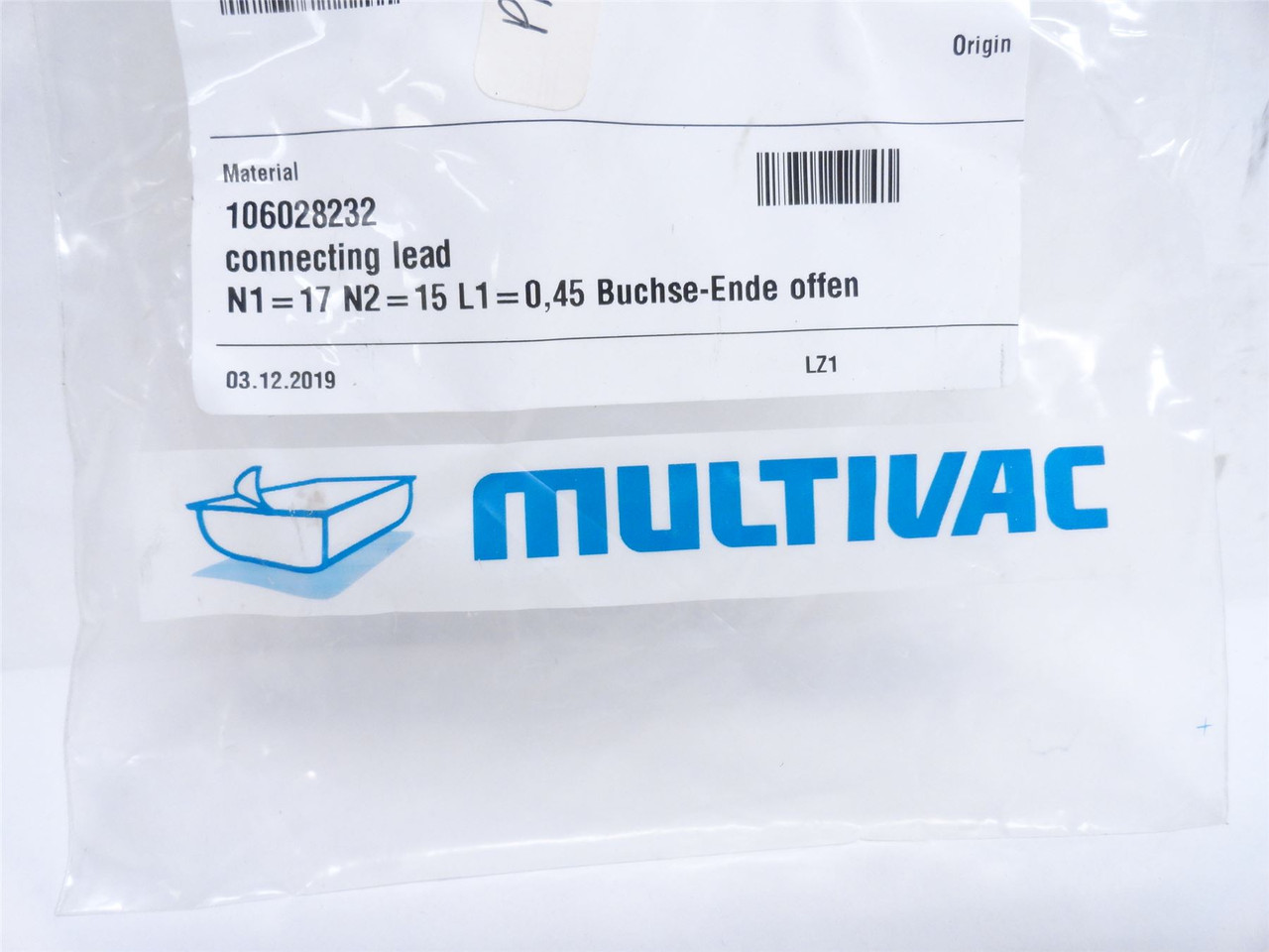 Multivac 106028232; Connecting Lead; Bush End to Open End Multivac 106028232; Connecting Lead; Bush End to Open End