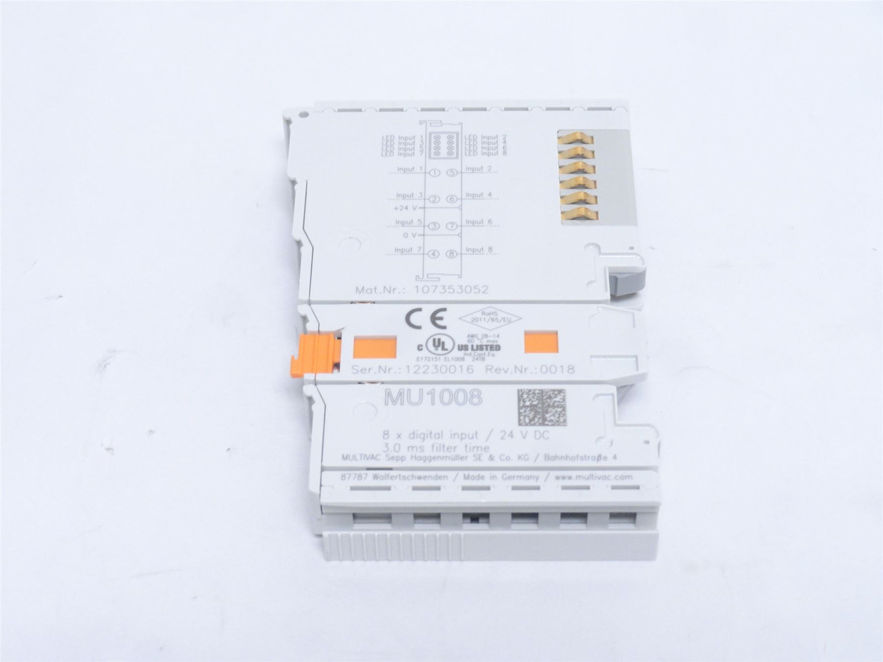 Multivac MU1008; Input Terminal 107353052; 8 Digital In 24VDC