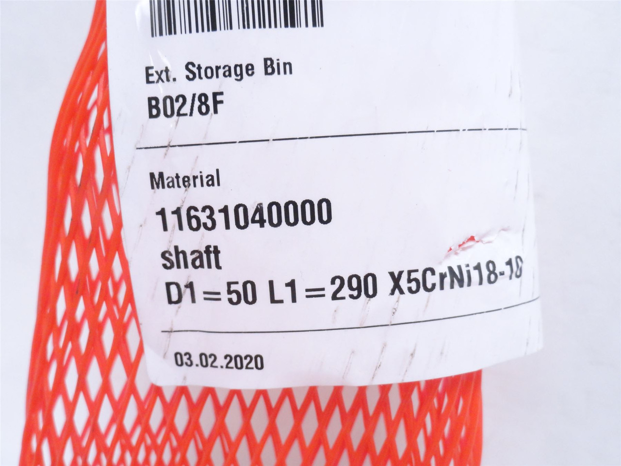 Multivac 11631040000; Spindle Shaft; SS; 40 x 50mmOD; 290mm L Multivac 11631040000; Spindle Shaft; SS; 40 x 50mmOD; 290mm L
