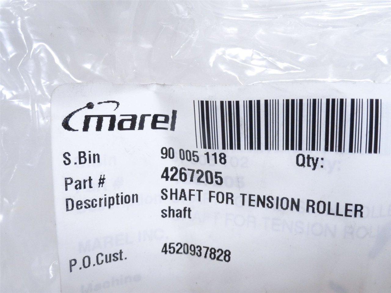 Marel 4267205; Tension Roller Shaft; SS; 8" Long; 17mmOD