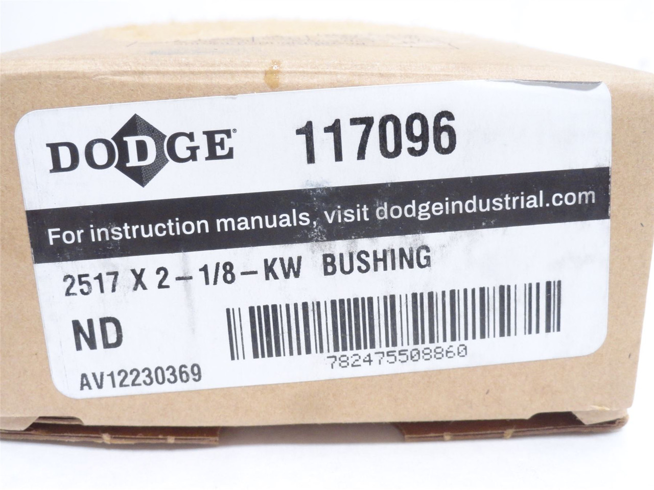 Dodge 2517x2-1/8-KW; Taper Lock Bushing 117096; 2-1/8"ID
