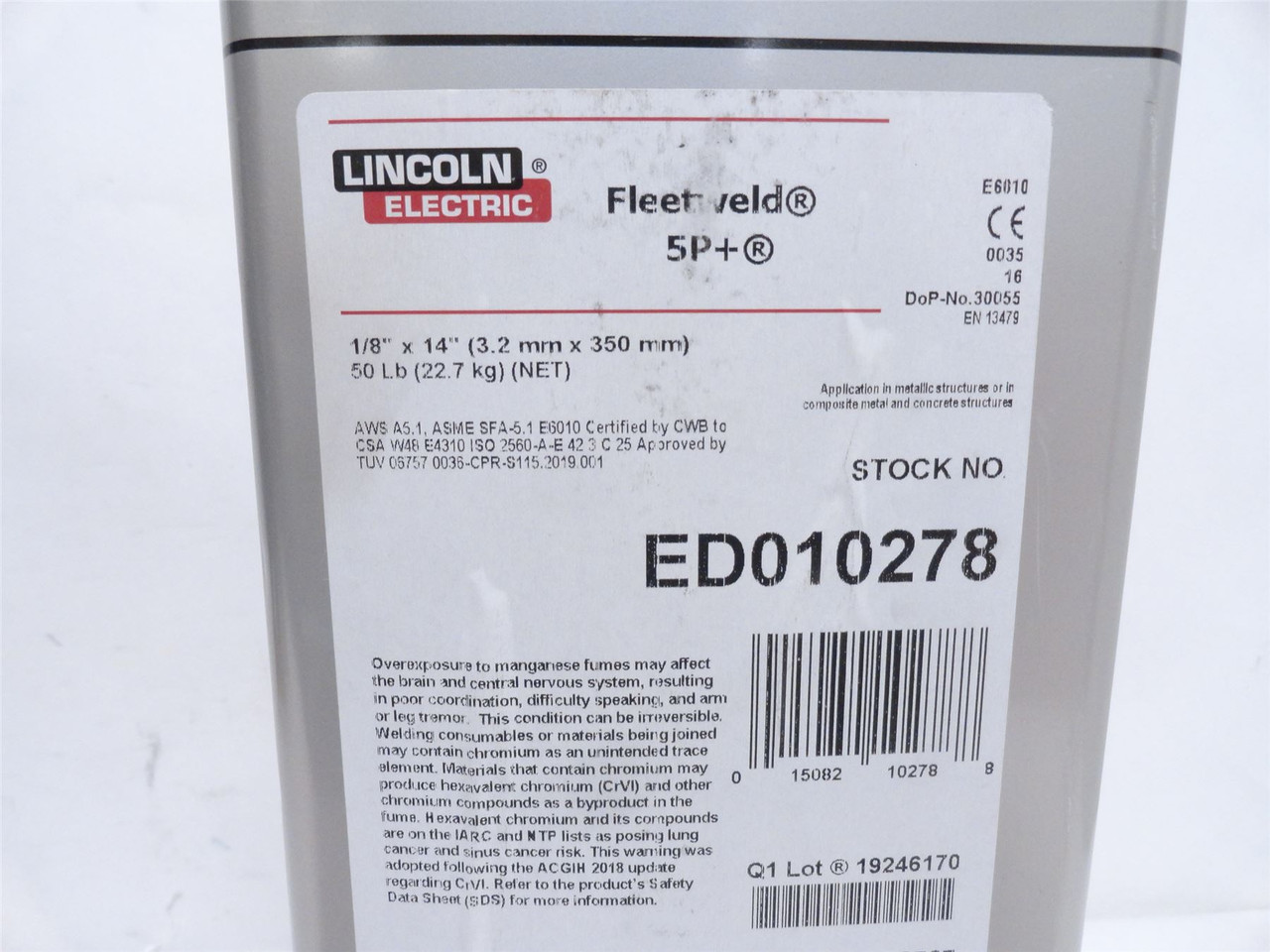 Lincoln Electric ED010278; Fleetweld 5P+ 1/8" x 14" Box 50LB Lincoln Electric ED010278; Fleetweld 5P+ 1/8" x 14" Box 50LB