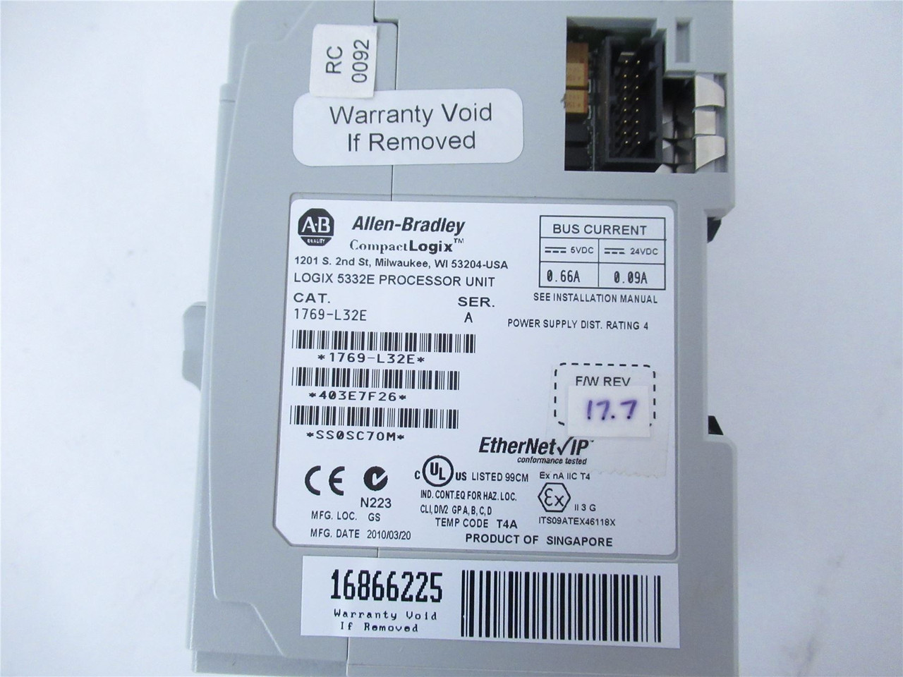 Allen-Bradley 1769-L32E; Compactlogix 16-Point DC I/O Module